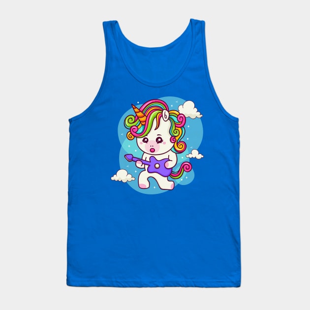 Unicorn with electric guitar in the sky Tank Top by Thumthumlam